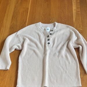 Aerie Beige Ribbed Cardigan
